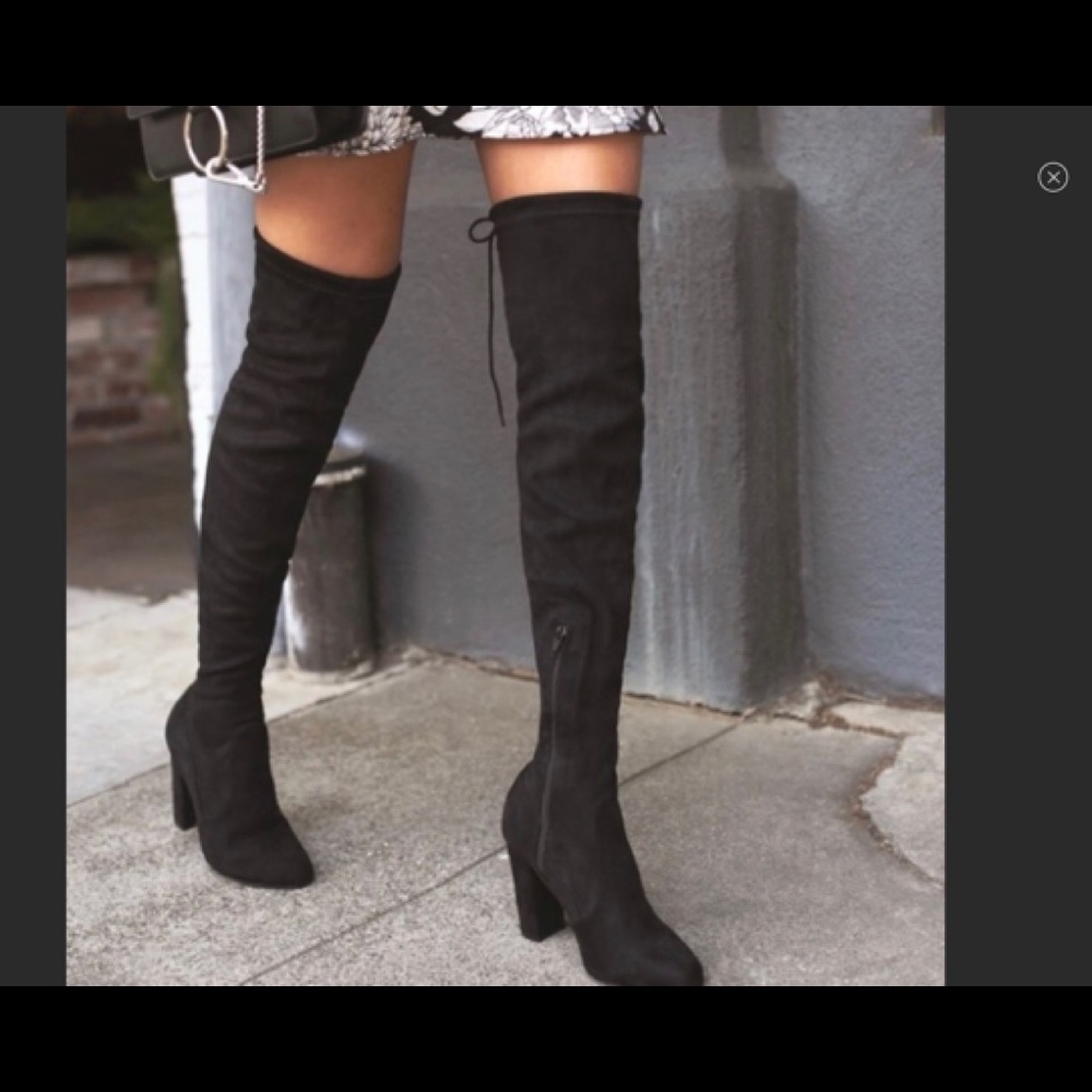 Unisa thigh high black suede boots